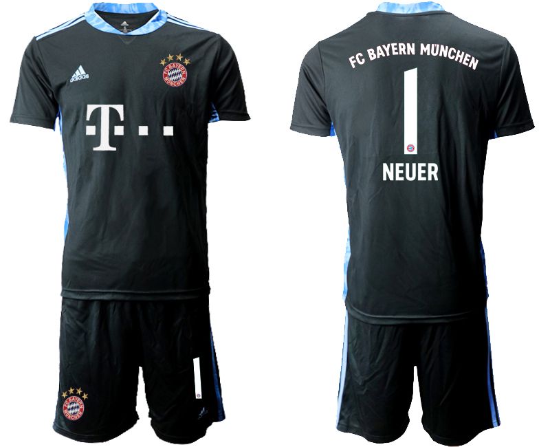 Men 2020-2021 club Bayern Munich black goalkeeper #1 Soccer Jerseys